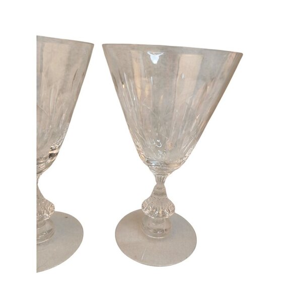 Duncan & Miller Willow 6 inch Crystal Water Goblets Wine Glasses Leaf Cut Barwar - Picture 5 of 8